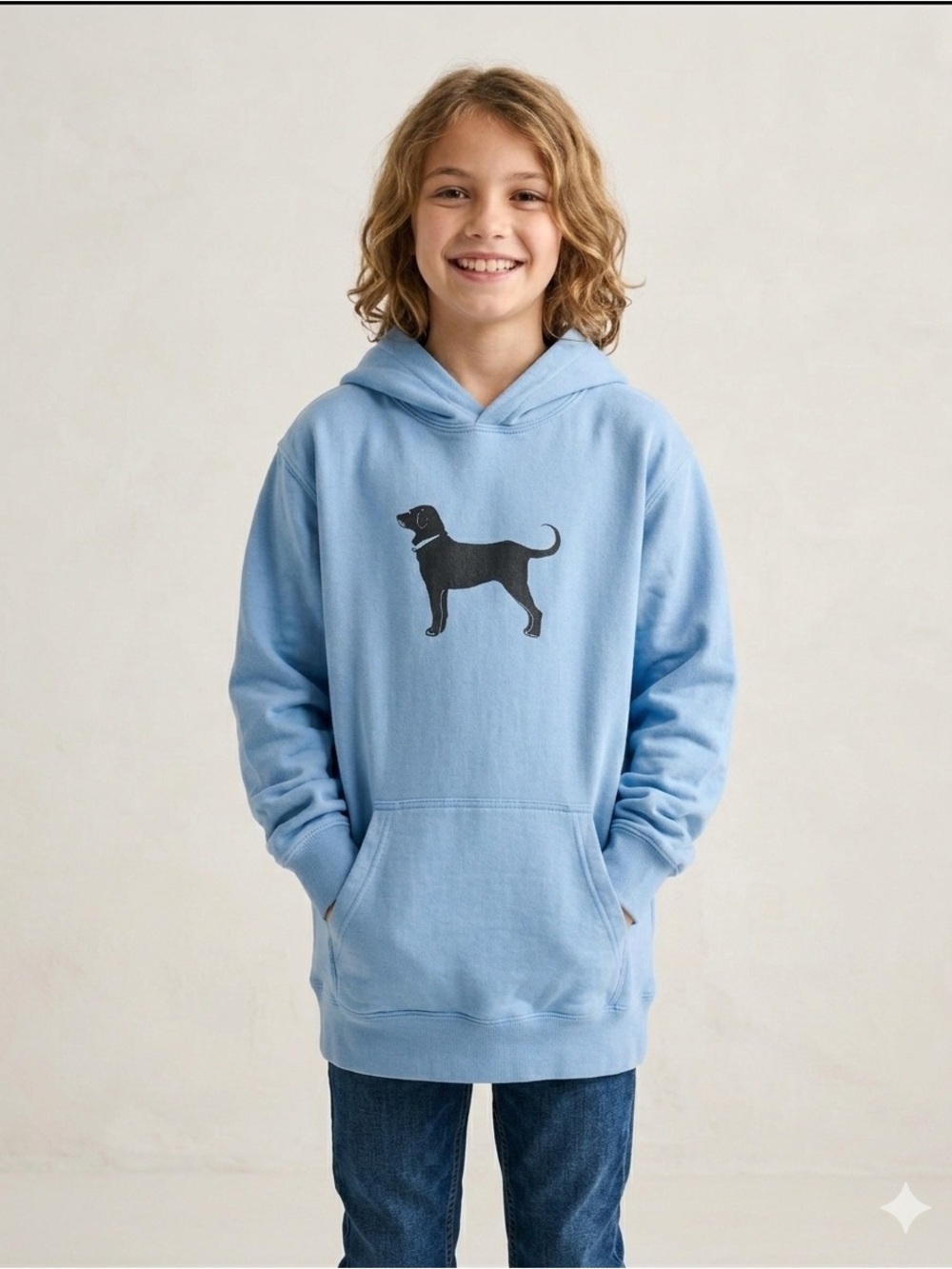 The Black Dog Classic Collection Hoodie Sweatshirt Kids Medium Blue Perfect Cond